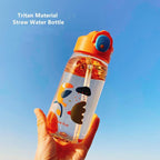 400ml/550ml High Quality  Material Kids Water Bottle With Straw Leak-Proof BPA Free Durable Plastic Drinking Bottle Cute Water Bottle with Sipper, Water Bottle for Kids Sipper Bottle for Kids - Anti-Leak Cartoon Kids Water Bottle for Kids Stevvex