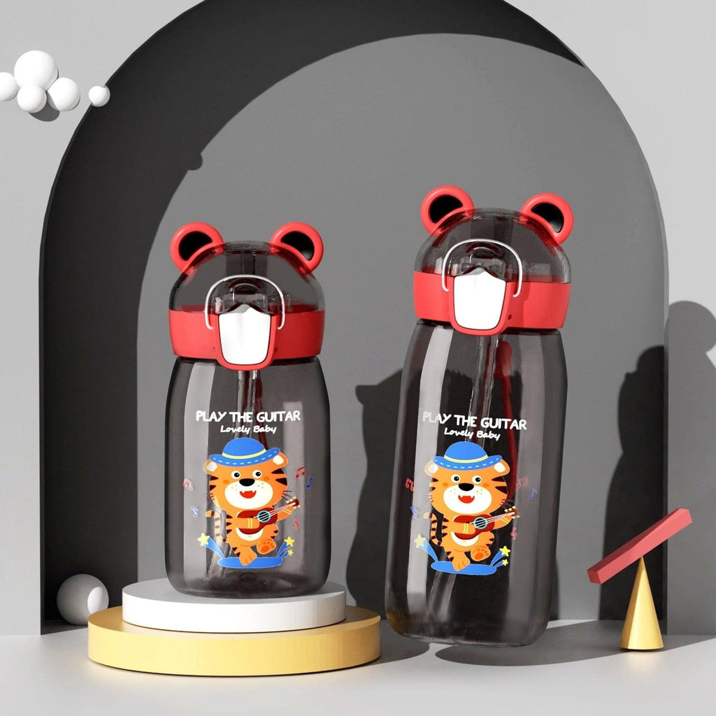 400ml/550ml High Quality  Material Kids Water Bottle With Straw Leak-Proof BPA Free Durable Plastic Drinking Bottle Cute Water Bottle with Sipper, Water Bottle for Kids Sipper Bottle for Kids - Anti-Leak Cartoon Kids Water Bottle for Kids Stevvex
