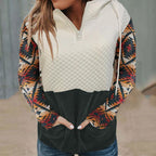 Sweet Print Zip-Up Hoodie - Loose Fit Casual Hooded Sweatshirt for Women (50-65cm Length)