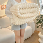 1pc Cozy Double-Sided 3D Rabbit Hair Blanket - Soft, Warm, and Fuzzy for Snuggling Up - Perfect for Office, Outdoor Camping, Sofa, and Gift Giving Lootquake LLC