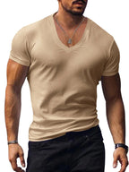 Men's Full Size Basic Style V-Neck Short Sleeve T-Shirt Plus Size THRIXINE