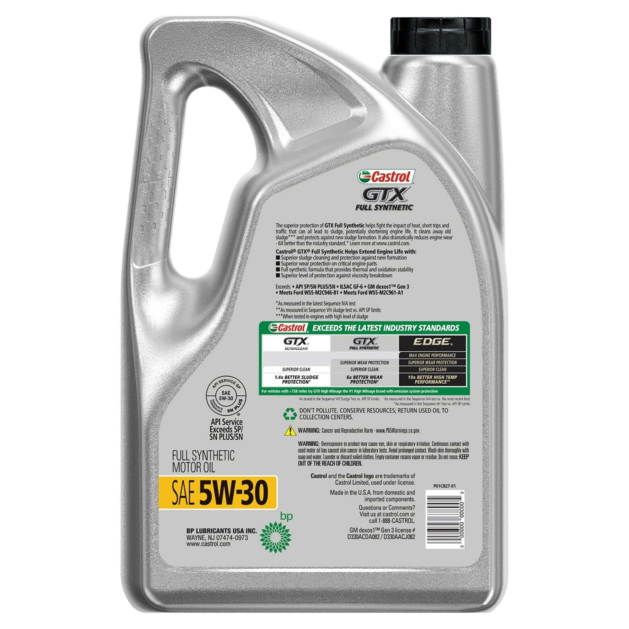 Castrol GTX Full Synthetic 5W-30 Motor Oil, 5 Quarts