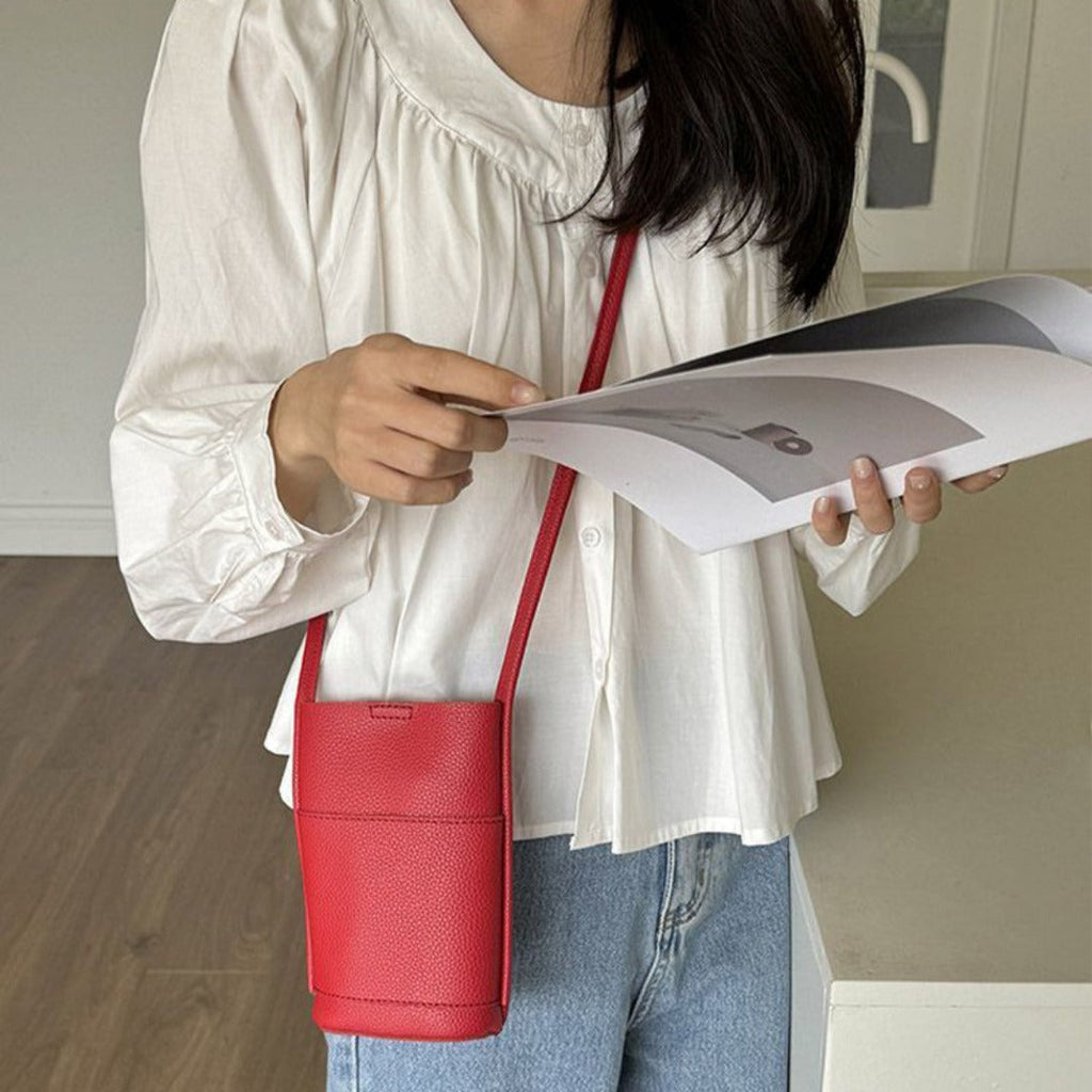 Casual crossbody mobile phone bag, simple red cute mini vertical bag, change bag female - SJB-DIAMOND ELITES