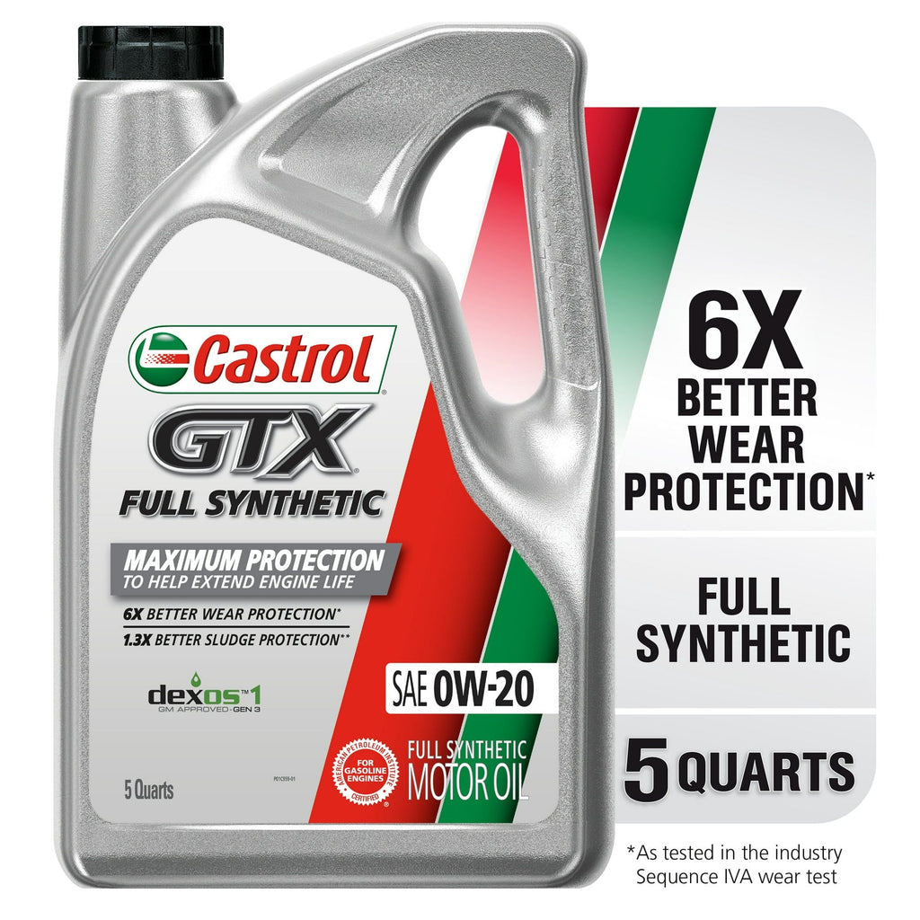 Castrol GTX Full Synthetic 0W-20 Motor Oil, 5 Quarts
