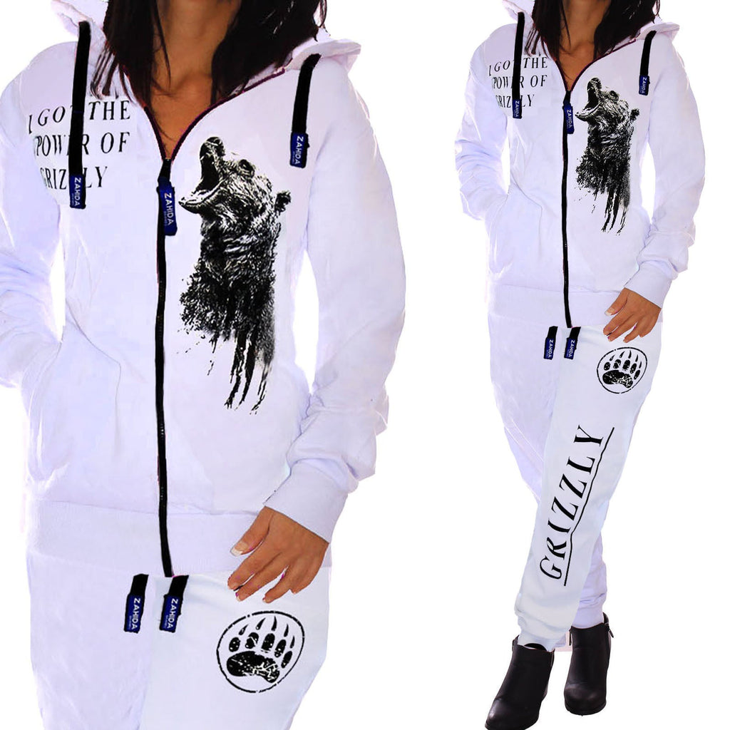 Slim-fit Printed Hooded Sweatshirt Set Sports Suit Pi-Mart