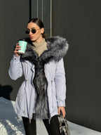 Genuine Silver Fox Fur Trim Rabbit Fur Insulated Parka - SJB-DIAMOND ELITES