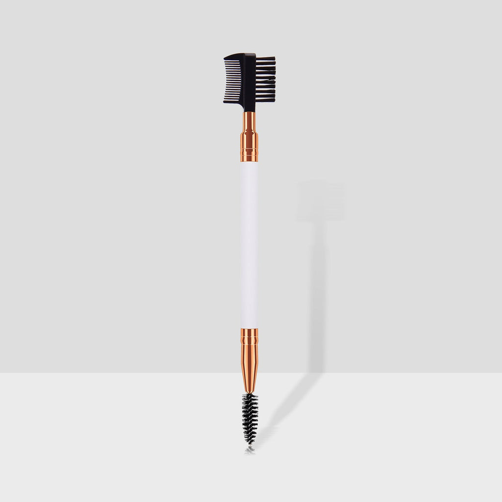 Single double-ended makeup brush and eyelash brush
