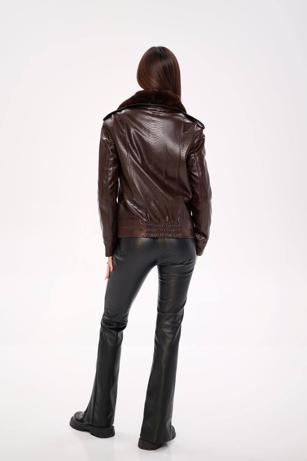 Genuine Mink Fur Embossed Leather Jacket - SJB-DIAMOND ELITES