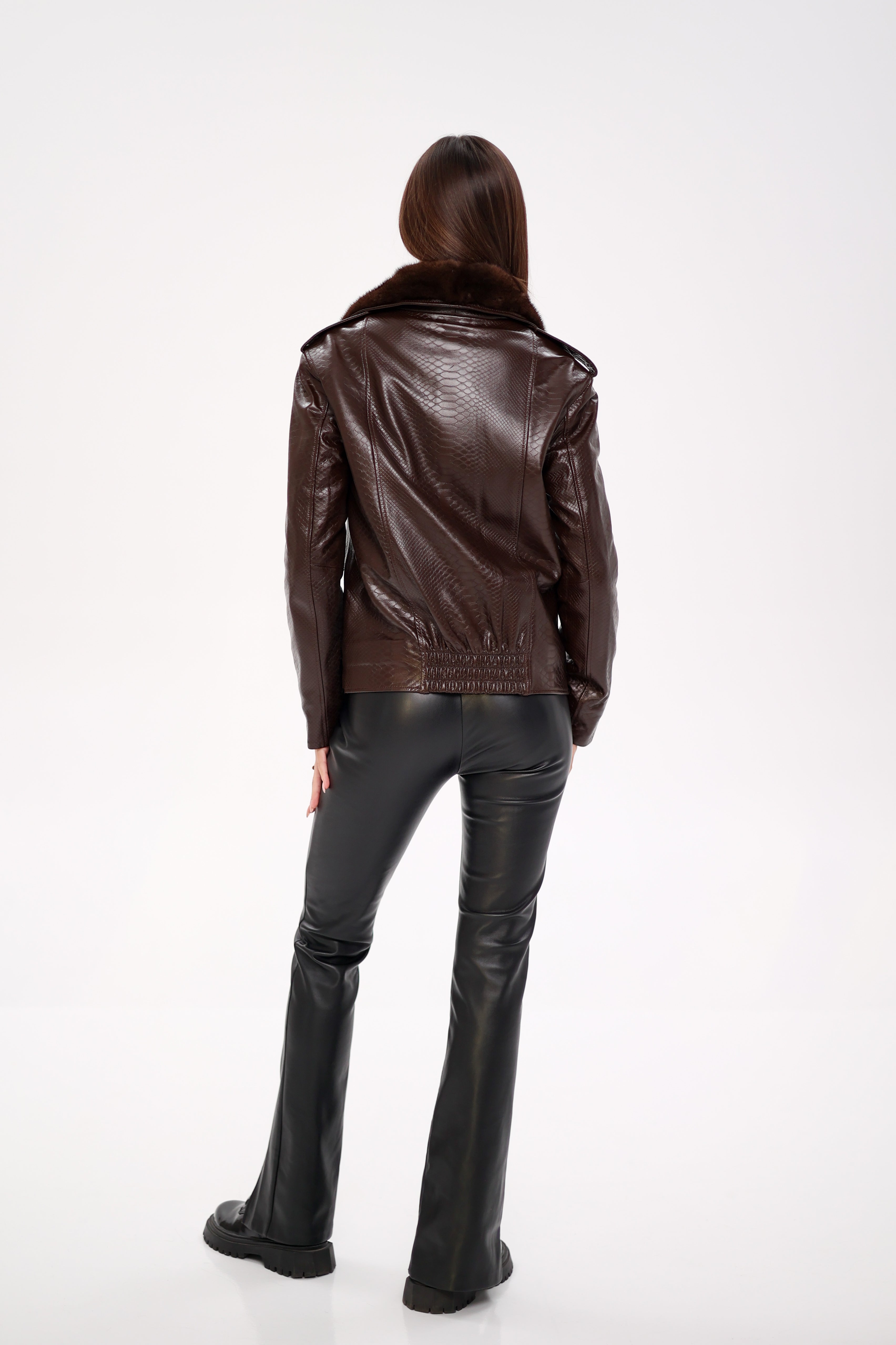 Genuine Mink Fur Embossed Leather Jacket - SJB-DIAMOND ELITES