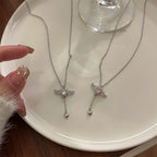 Female With Hearts Zircon Romantic Angel Clavicle Chain Pi-Mart
