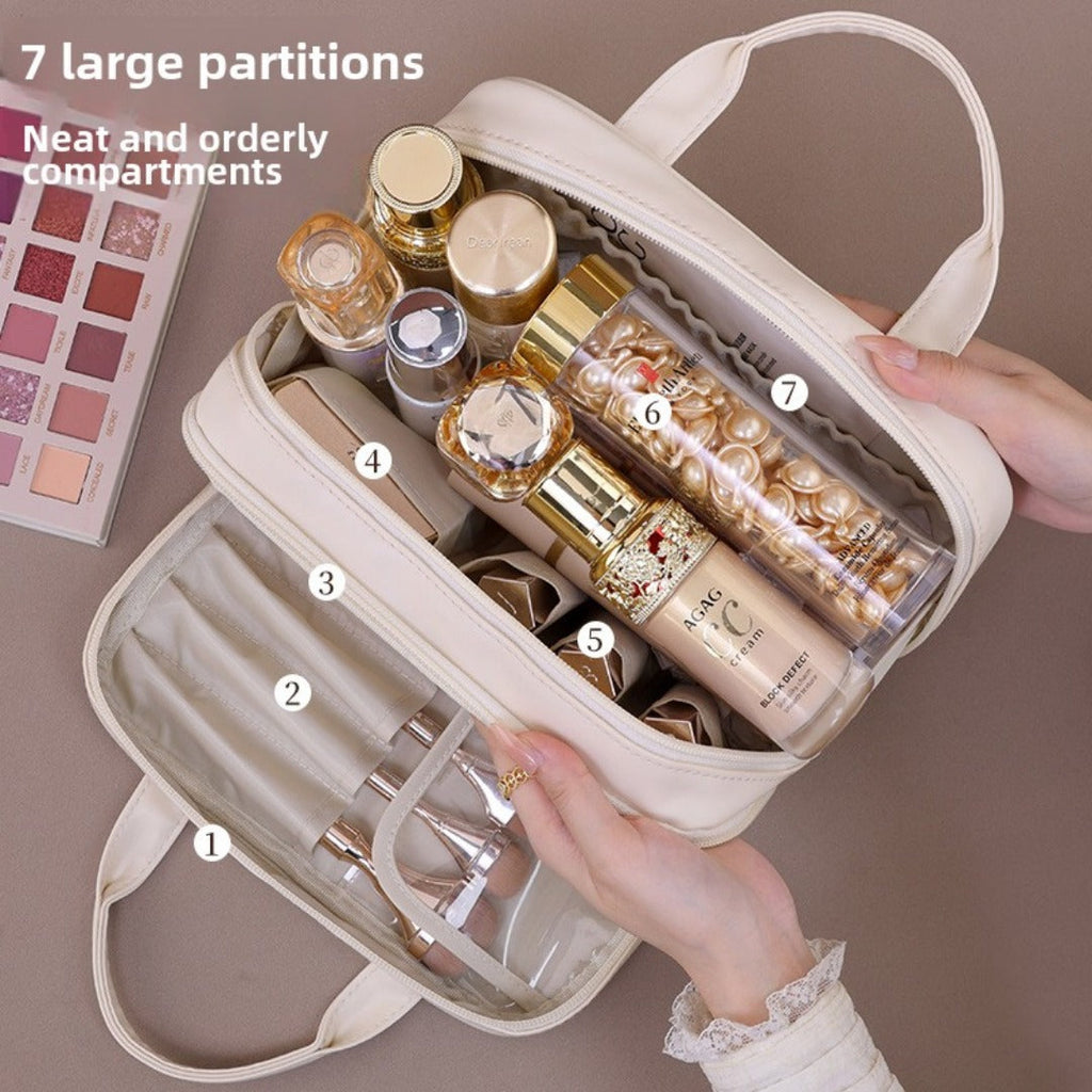 Double layer portable cosmetic bag, large capacity portable cosmetic storage bag, makeup bag organizer,Makeup bag with compartments, - SJB-DIAMOND ELITES