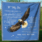 1pc To My Son Eagle Blanket Creative Text Letter To Son Eagle Pattern Soft Blanket Flannel Blanket For Sofa Bed Lootquake LLC