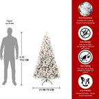 Pre-Lit Flocked Christmas Tree - PVC Artificial Xmas Tree with Lights (4ft to 7ft, FedEx Shipping from USA)