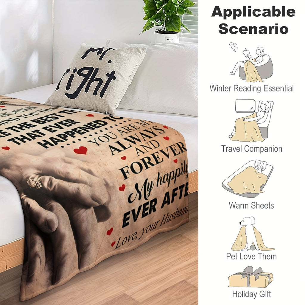 Plush Flannel Blanket for Wife - Husband to Wife Love Message - All-Season Softness for Sofa, Couch, Office, Camping, Bed, Travel, Living Room - Cozy Gift for Friends, Family, Birthday, 80x60in Lootquake LLC