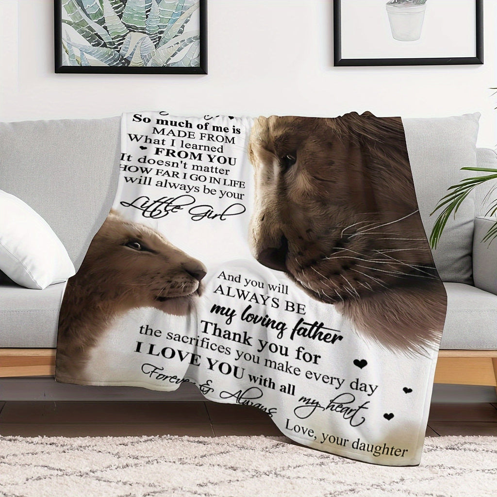 1pc Cozy Flannel Blanket -TO MY DAD, My Loving Father, Your Daughter All-Season Softness For Car, Sofa, Couch, Office, Camping, Bed, Travel, And Living Room, Gifts For Friends, Besties, Sisters, Family, Birthday Day Graduatio
