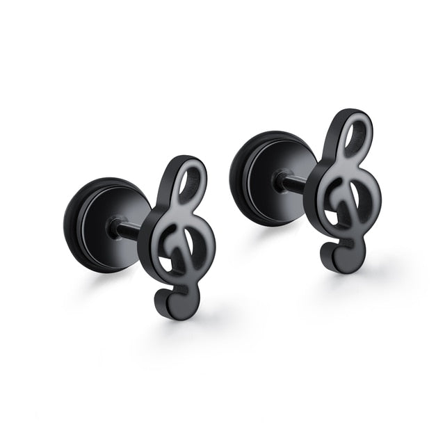 Small Black Punk Stud Earrings Pi-Mart