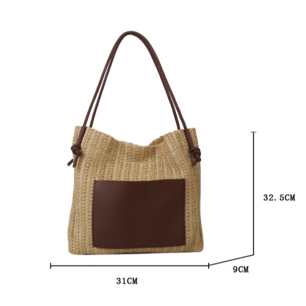 Hobo straw bag, women's summer versatile straw bag, fashionable shoulder hobo bag, large capacity tote bag - SJB-DIAMOND ELITES