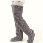 Cozy Couple's Thigh-High Fuzzy Socks - Warm, Durable Knit Over-The-Knee Stockings, Easy-Care Solid Hosiery Lootquake LLC