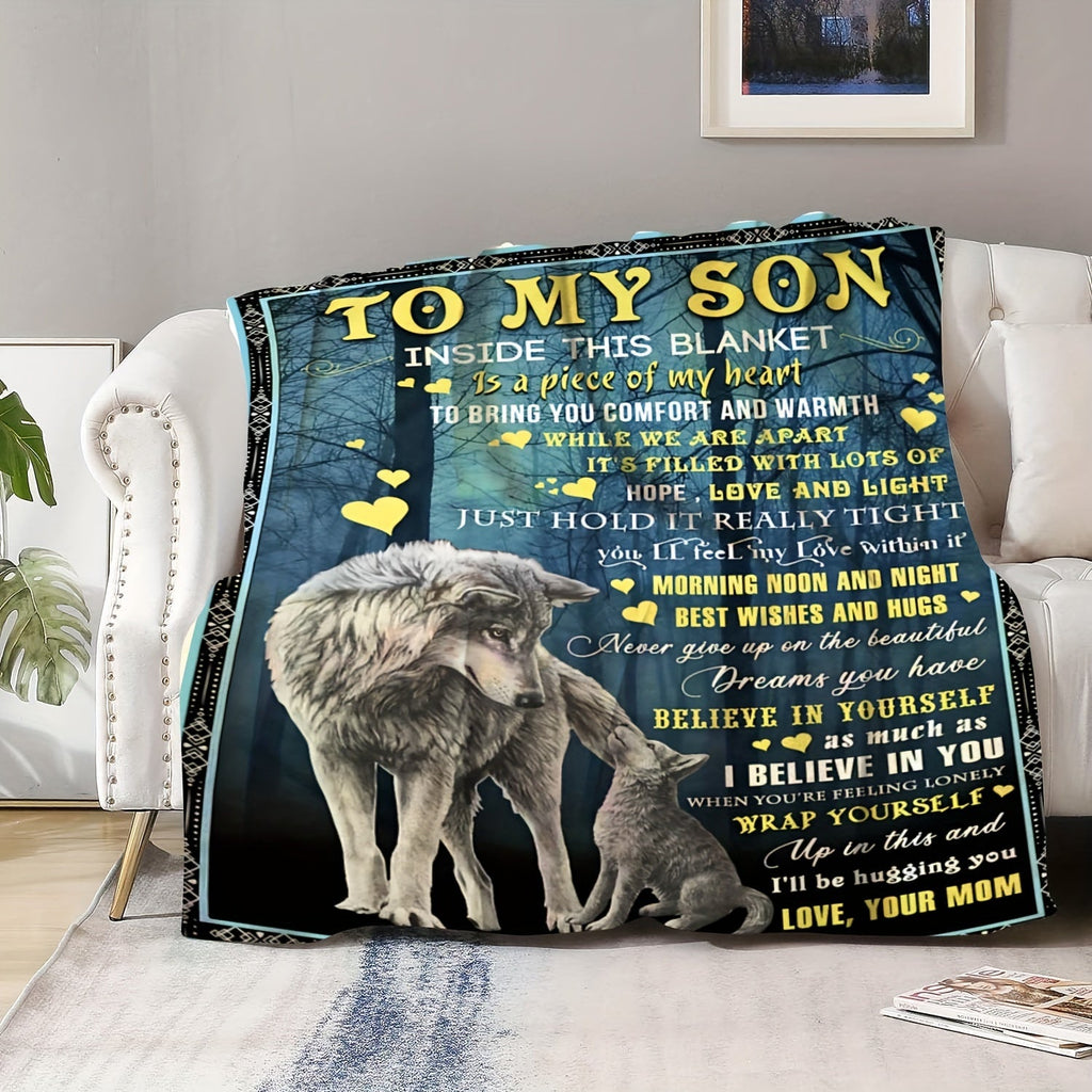 1pc Flannel Blanket, To My Mother From Son Throw Blanket, Warm Cozy Soft Blanket For Couch Bed Sofa Office Camping