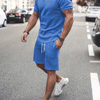 Men's Outfit, Solid Casual Crew Neck Short Sleeve T-Shirt & Drawstring Shorts 2-piece Set For Summer Outdoor Activities Lootquake LLC
