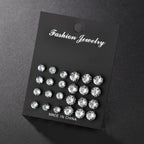 White Crystal Stud Earrings Set Pi-Mart
