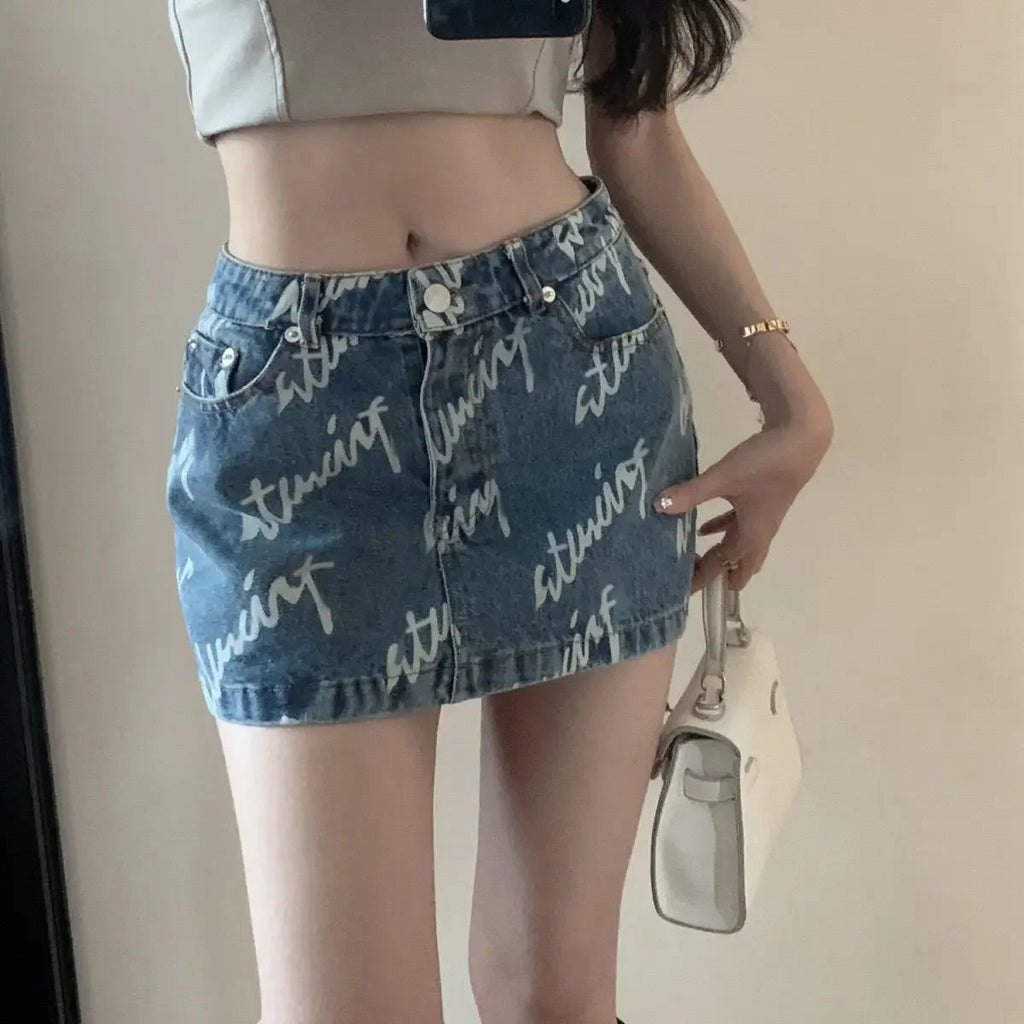 With Pocket Coquette Mini Woman Denim Skirt Sexy Casual Clothing Trend 2025 Y2k Vintage Summer V Short Jeans Skirts for Women Purplish Diva