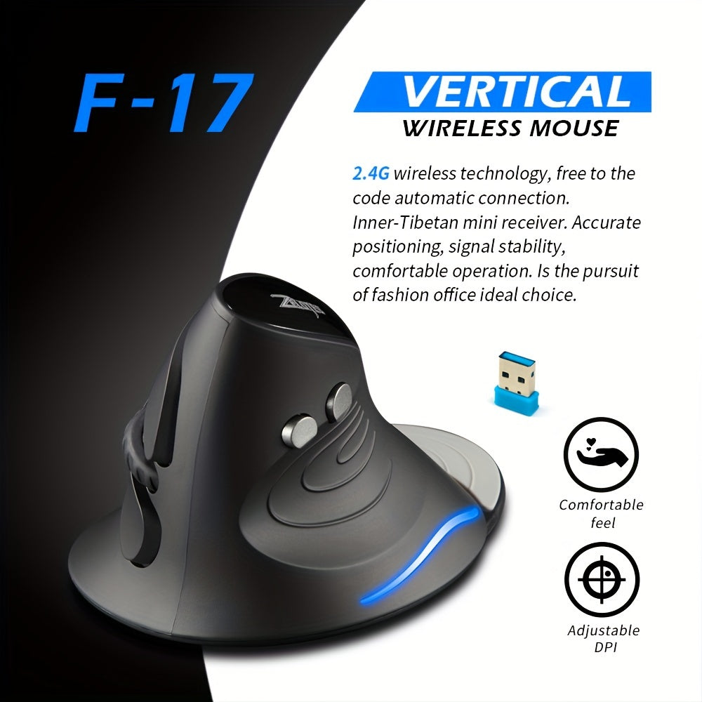 ZELOTES Ergonomic Wrist Rest Mouse, 2.4G Vertical Wireless Gaming Mouse, Comfort Grip, Right Hand Orientation, Battery Powered (Batteries Not Included), 393.7inch Range, Plastic Material, No Charging Function, ≤36V Operatin Lootquake LLC