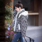 Printed Hooded Down Jacket Women's Short Pi-Mart