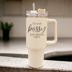40oz Insulated Travel Mug With Handle Lid Straw I'm Not Bossy Always Right