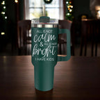 40oz Insulated Tumbler With Handle Lid And Straw Mama's Little Helper Red BandsCo Straps