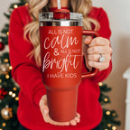 40oz Insulated Tumbler With Handle Lid And Straw Mama's Little Helper Red BandsCo Straps