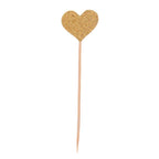 40pcs/set Bling Heart Shape Insert Cards With Toothpick For Wedding Birthday Party Cute Lovely Gifts Cake Decorations Cocktail Picks Handmade Heart Shape Bamboo Toothpicks