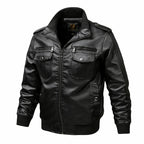 Men's Slim Fit PU Leather Jacket - Stand Collar Biker Style Motorcycle Coat
