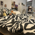 Zebra Pattern Bed Four-piece Set, Cotton Pure Cotton Duvet Cover, Black Three-piece Set Pi-Mart