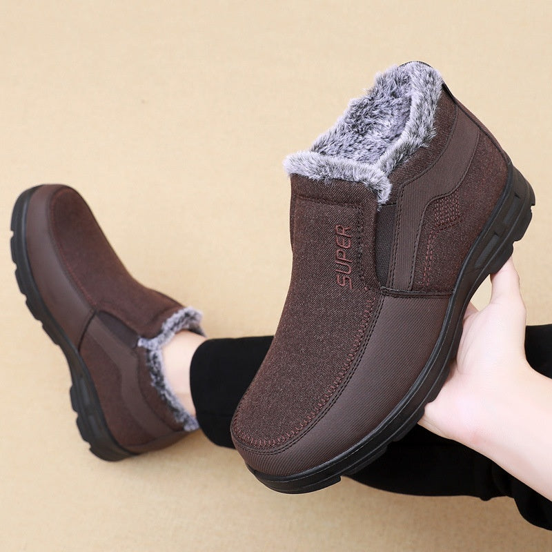 Men's Cotton Shoes Fleece-lined Warm Middle-aged And Elderly Pi-Mart