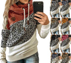 Printed stitching hooded fleece loose sweatshirt Pi-Mart
