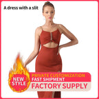 Women's Pure Color Halter Sleeveless Split Dress - SJB-DIAMOND ELITES