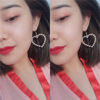 Cute peach heart pierced pearl earrings Pi-Mart