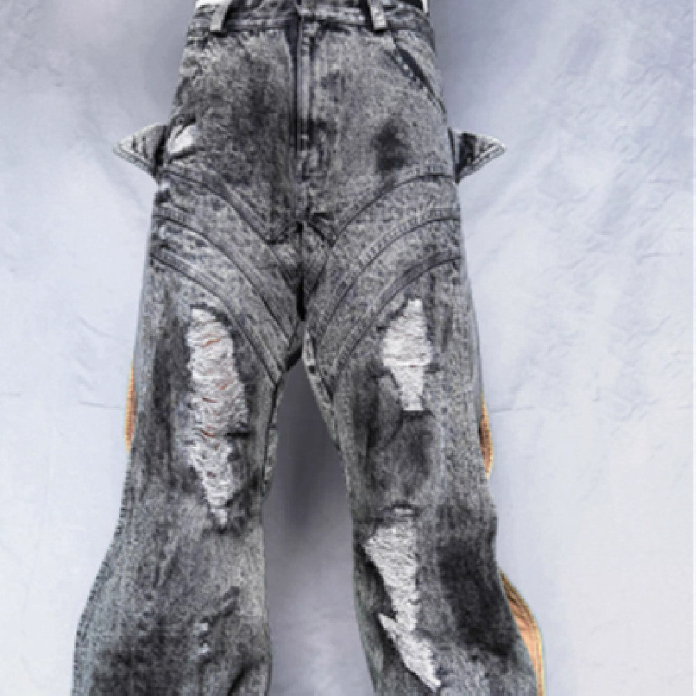 Washing Destroys Fashion Deconstruction Design Patchwork Pants Lootquake LLC