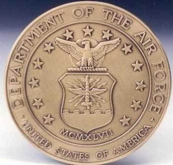 US Air Force Official Logo Authorized Military Insignia Solid Brass Attachable Medallion. The Military Gift Store
