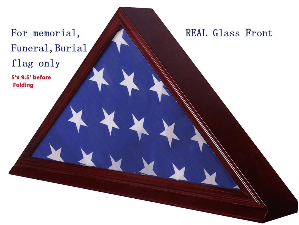 Solid Beech Wood Flag Display Case for 5"X 9.5" Burial/Funeral/Veteran Memorial Cherry The Military Gift Store