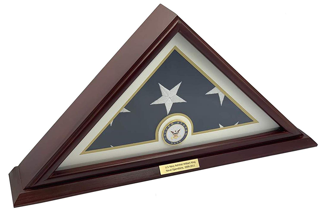 5x9.5 Burial/Veteran Flag Elegant Display Case - Cherry Finish The Military Gift Store