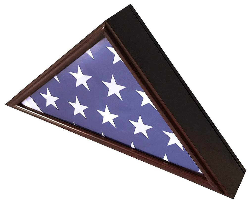 5x9 Flag Display Case Shadow Box Flat Base with Cherry Finish The Military Gift Store