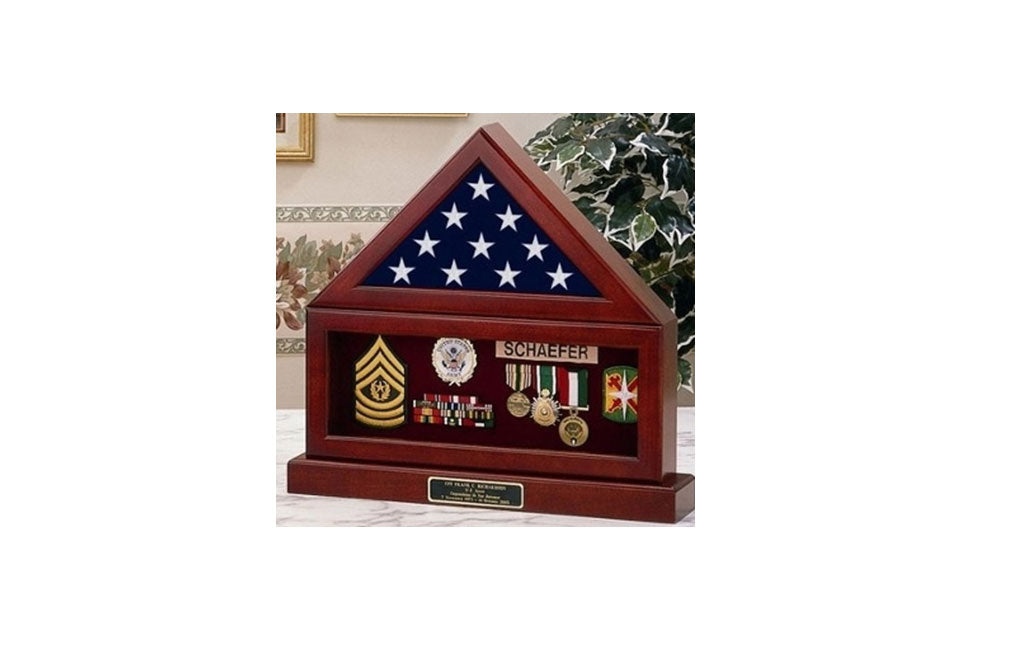 Flag Display Case, Flag Medal and Base - 3' x 5' flag The Military Gift Store