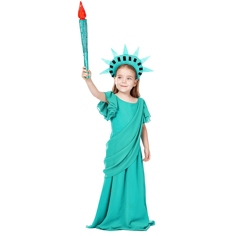 Children's Statue Of Liberty Cos Costume Ancient Greek Dress Lootquake LLC