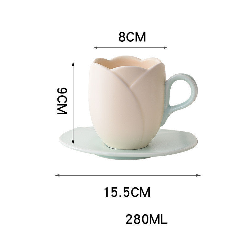 Ins Retro Tulip Coffee Cup And Saucer Set Pi-Mart