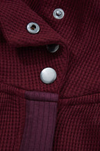 Waffle Zip Up Snap Button Hooded Jacket THRIXINE