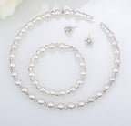 Bridal bridal accessories 8MM handmade pearls, Rhinestone necklaces, necklaces, bracelets, earrings, three sets of suits