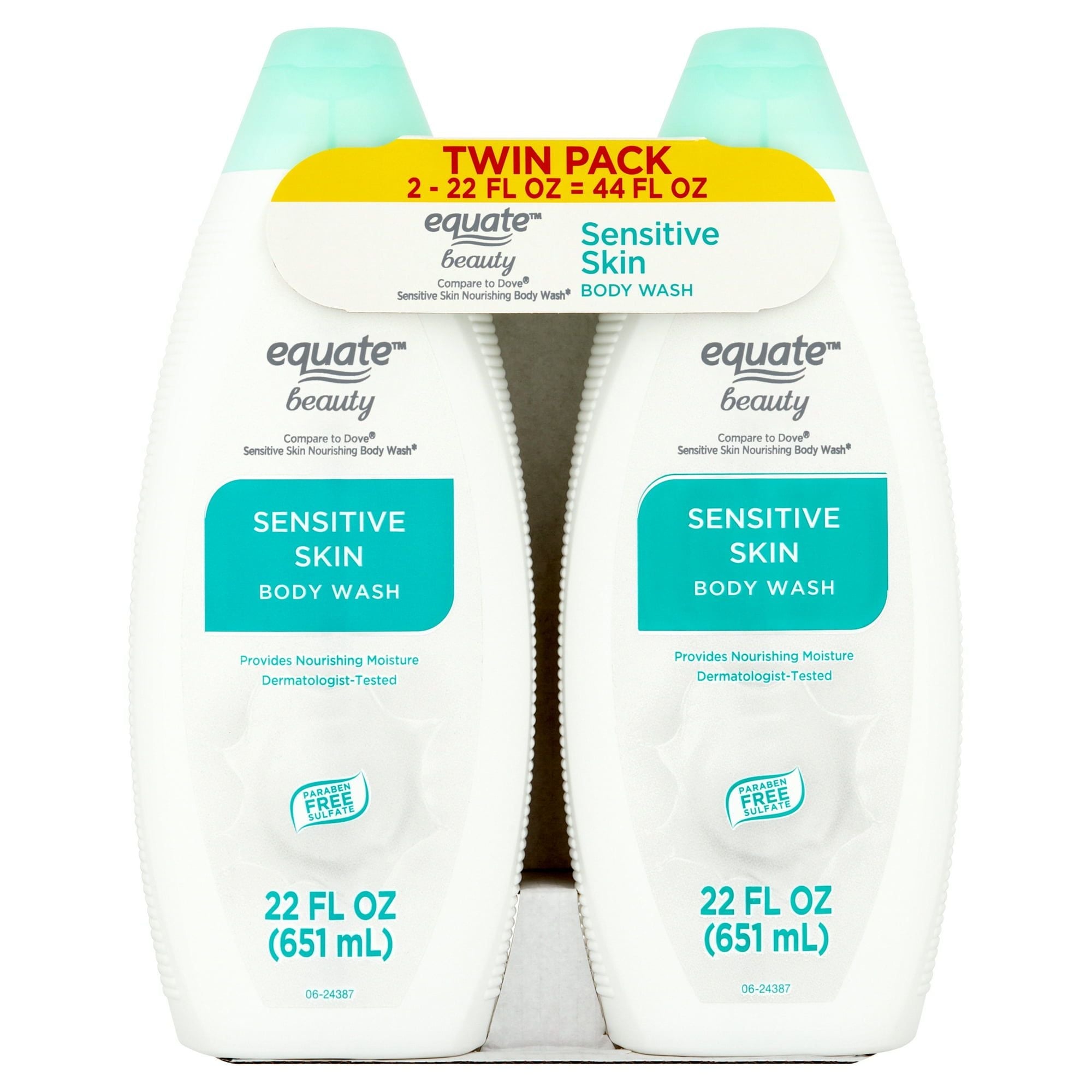 Equate Sensitive Skin Body Wash, 22 fl oz, 2 Pack