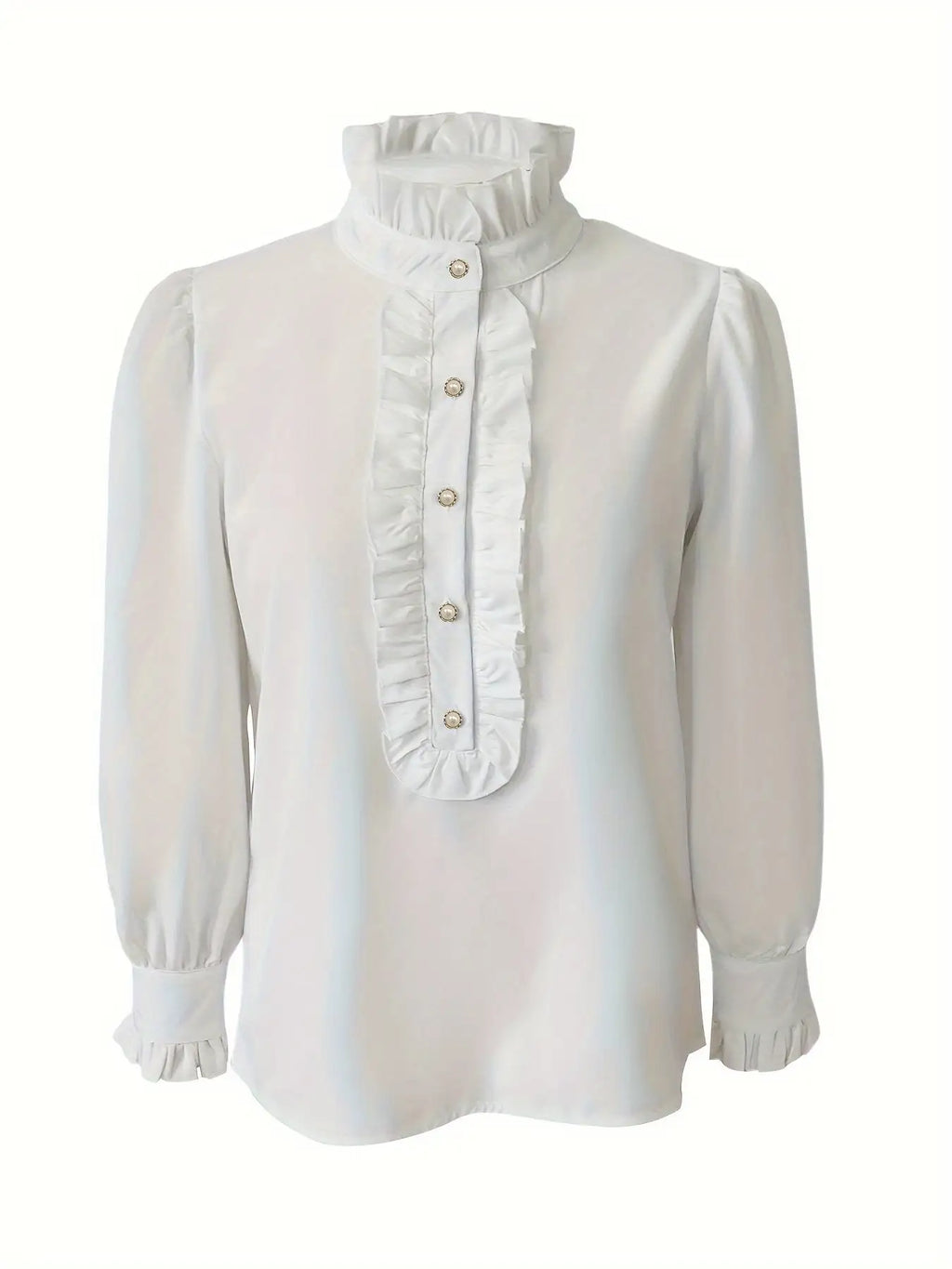 Fashionable Stand-up Collar Long-sleeved Shirt With Lotus Leaf Hem - SJB-DIAMOND ELITES